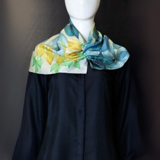 Khăn lụa vuông Phoenix xanh lục lam 65*65cm